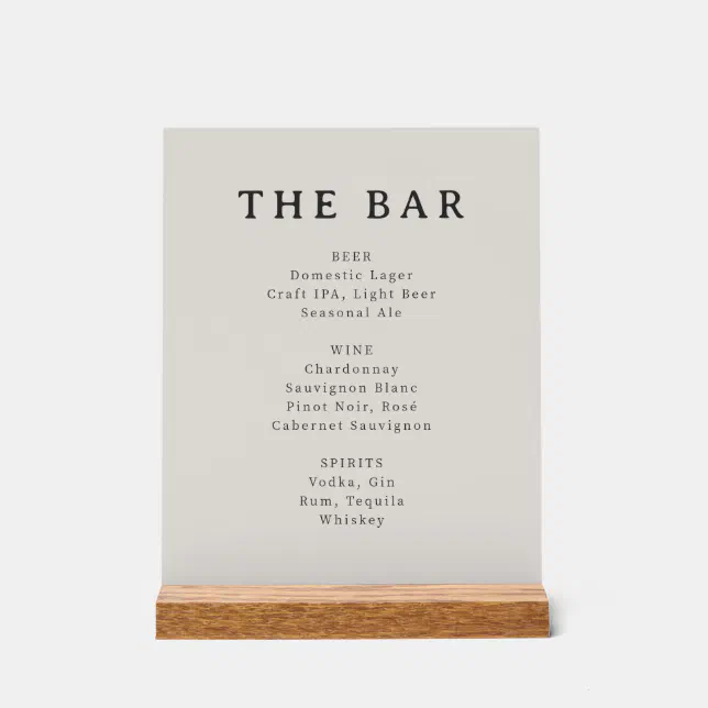 Classic Black Text Menu Design Acrylic Sign | Zazzle