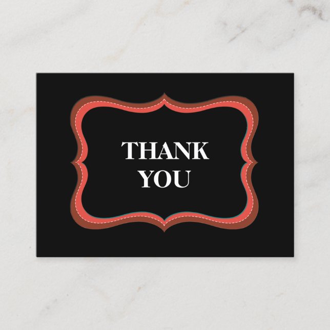 Classic Black Thank You Business Card (Front)
