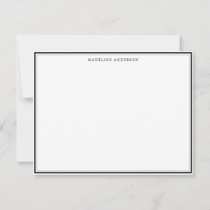 Classic Black Thick and Thin Border Name Note Card