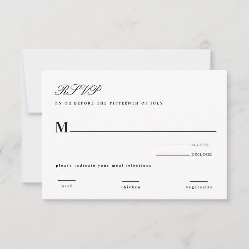 Classic Black Tie Black White Wedding Invitation