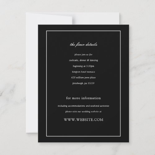 Classic Black Tie Black White Wedding Invitation