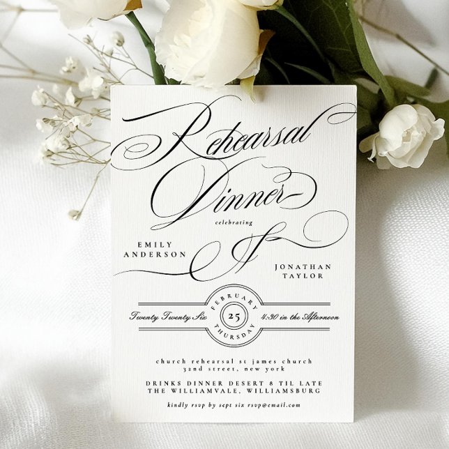 Classic Black Tuxedo Wedding Rehearsal Dinner Invitation (Creator Uploaded)
