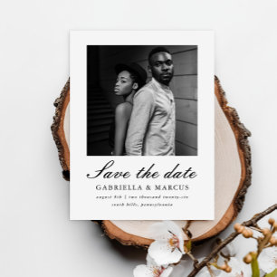 Classic Black Two Photo Wedding Save the Date Postcard