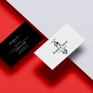 Classic Black Vintage Barber Pole Barbershop Business Card