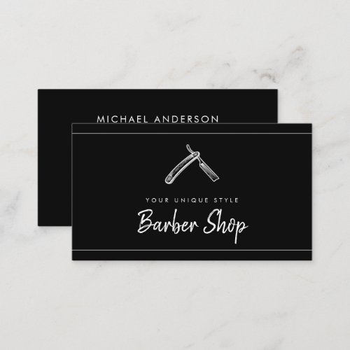 Classic Black Vintage Barber Tools Barbershop Business Card