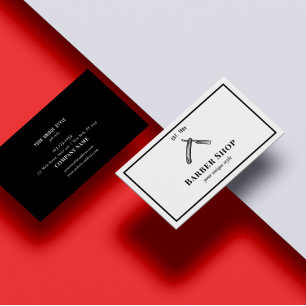 Classic Black Vintage Barber Tools Barbershop Business Card