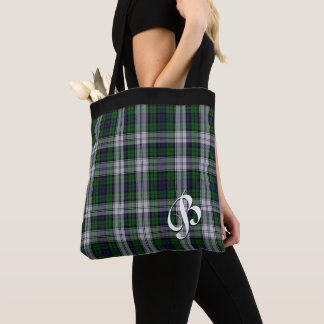 Classic Black Watch Dress Plaid Monogrammed Tote Bag