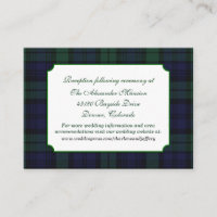 Classic Black Watch Plaid Wedding Enclosure Card