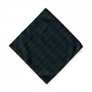 Classic Black Watch Tartan Dark Green Navy Blue Bandana