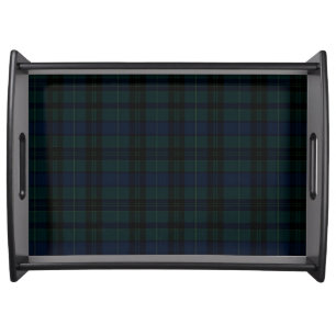 Classic Black Watch Tartan Dark Green Navy Blue Serving Tray