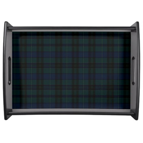 Classic Black Watch Tartan Dark Green Navy Blue Serving Tray