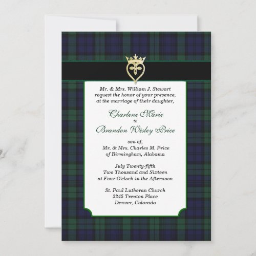 Classic Black Watch Tartan Wedding Invitation