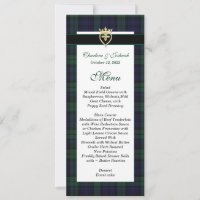 Classic Black Watch Tartan Wedding Menu Invitation
