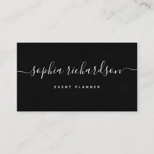 Classic Black  Watercolor and Script Business Card