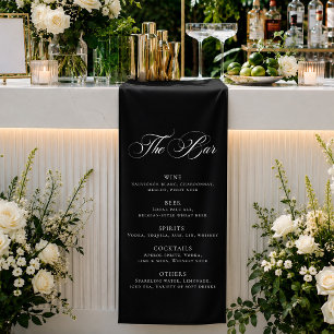 Classic Black Wedding Bar Menu Reception Décor Banner