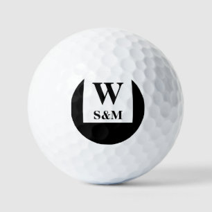 Classic Black Wedding Monogram Golf Balls