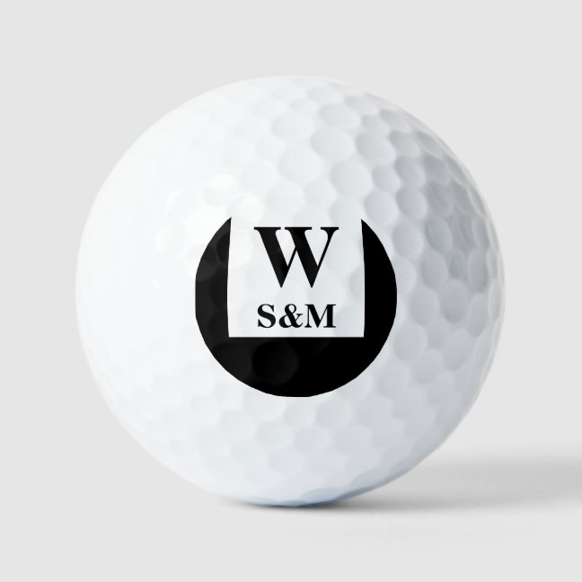 Classic Black Wedding Monogram Golf Balls