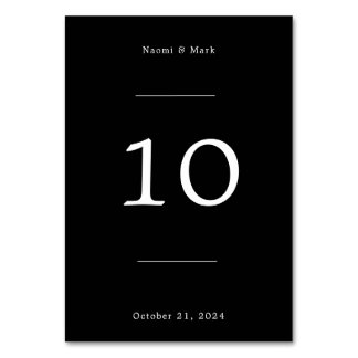 Classic Black Wedding Table Number