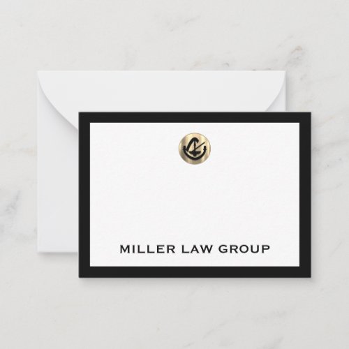Classic Black White and Gold Logo Law Firm Note Card