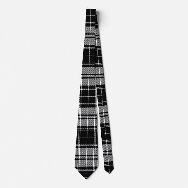 Classic Black, White, and Gray Tartan Plaid  Neck Tie (Front)