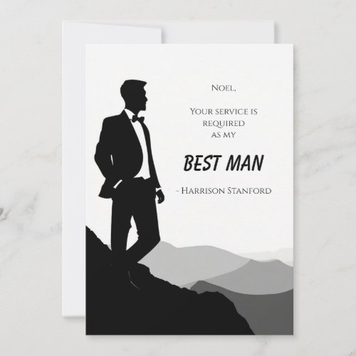 Classic Black  White Best Man Proposal Card