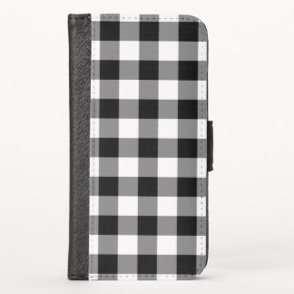 Classic Black White Buffalo Check iPhone XS Wallet Case
