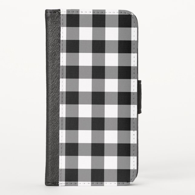 Classic Black White Buffalo Check iPhone Wallet Case (Front)