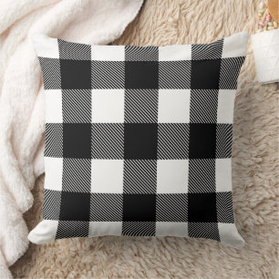 Classic Black White Buffalo Plaid Christmas Throw Pillow