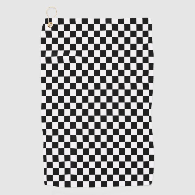Classic Black & White Checker  Golf Towel (Front)