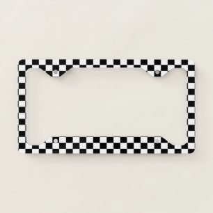 Classic Black & White Checker   License Plate Fram Frame