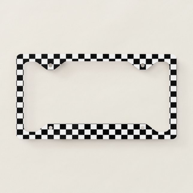 Classic Black & White Checker   License Plate Fram Frame (Front)
