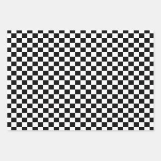 Classic Black & White Checker Wrapping Paper Sheets