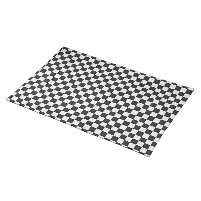 Classic Black & White Checkerboard Pattern Placemat (On Table)