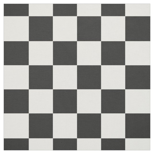 Classic Black White Checkered Checkerboard Pattern Fabric (Swatch)