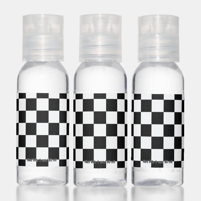 Classic Black White Checkered Racing Pattern Hand Sanitizer (Set)