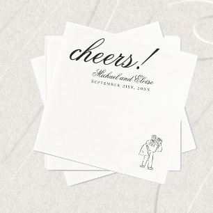 Classic Black & White Cheers Elegant Wedding Napkins
