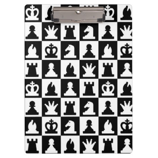 Classic Black & White Chessboard Pattern Clipboard