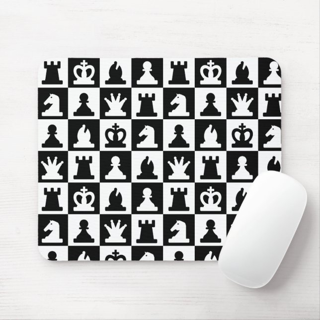 Classic Black & White Chessboard Pattern Mouse Pad (With Mouse)