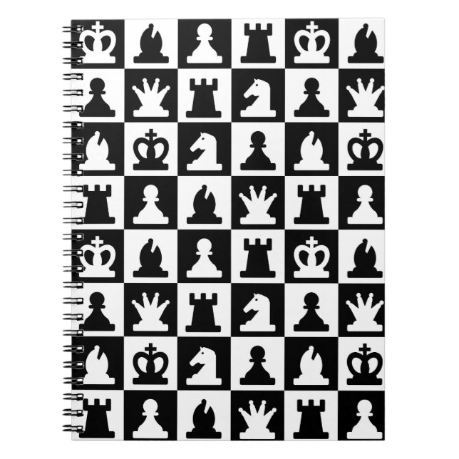 Classic Black & White Chessboard Pattern Notebook (Front)