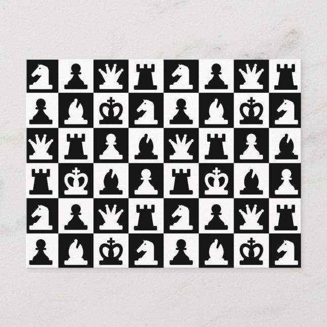 Classic Black & White Chessboard Pattern Postcard (Front)