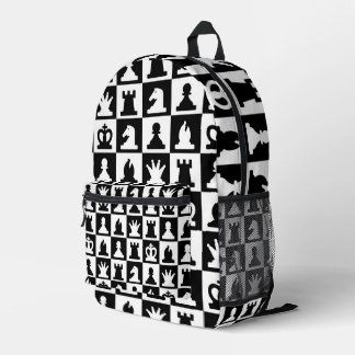 Classic Black & White Chessboard Pattern Printed Backpack
