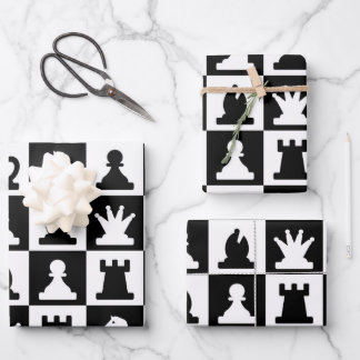 Classic Black & White Chessboard Pattern Wrapping Paper Sheets
