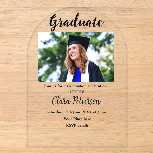 classic black white class add year scho graduation acrylic invitations