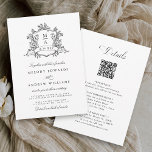 Classic Black & White Crest Wedding All in One Invitation<br><div class="desc">Elegant black and white floral crest wedding invitation with details on the back,  perfect for a modern classic or romantic vintage wedding. For more advanced customization of this design,  please click the DESIGN TOOL BUTTON above!</div>