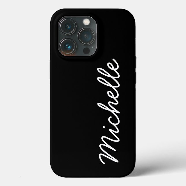 Classic Black & White Custom Cursive Name or Text Case-Mate iPhone Case (Back)