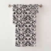 Classy Black and White Damask Bath Towel Set, Zazzle