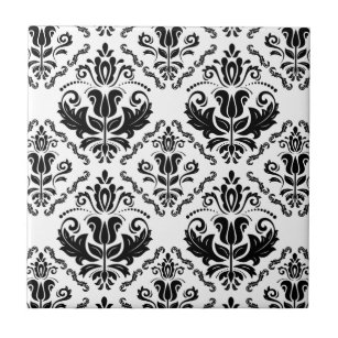 Classic Black White Damask Pattern - Stylish Chic Ceramic Tile