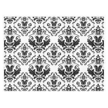 Classic Black White Damask Pattern - Stylish Chic Tablecloth by ZeraDesign at Zazzle