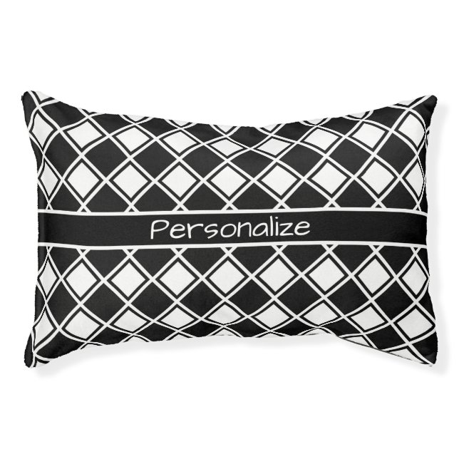 Classic Black & White Diamond Pattern Cat Dog Pet Bed (Front)