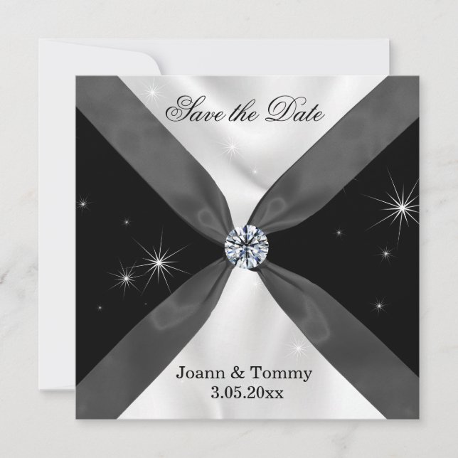 Classic Black & White Drapery Invitation (Front)